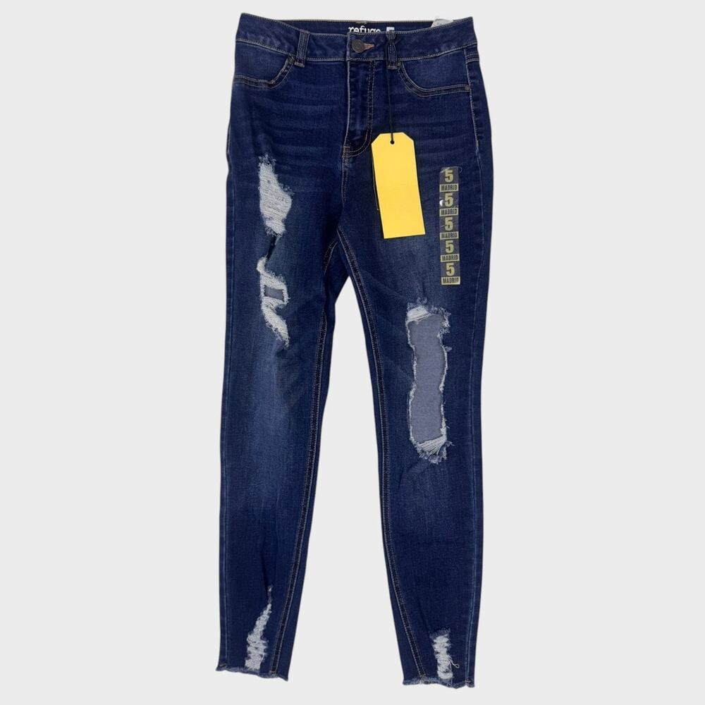 Refuge Madrid High Rise Jegging Size 5 NEW NWT Distressed Blue Denim